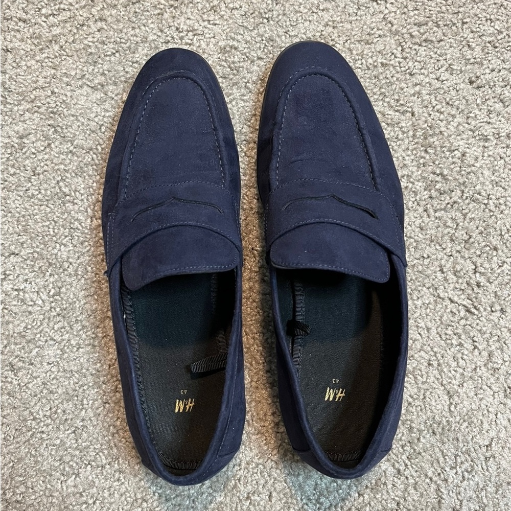 Men's H&M Faux Suede Stitch Detail Dressy Loafers, Size 10, Excellent Like-New